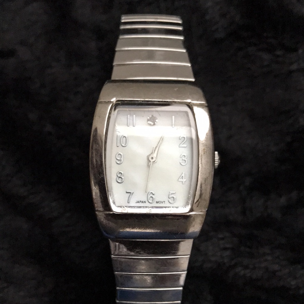 Vintage Ladies Stretch Band Watch Japan Movement Stainless Steel Back  Band